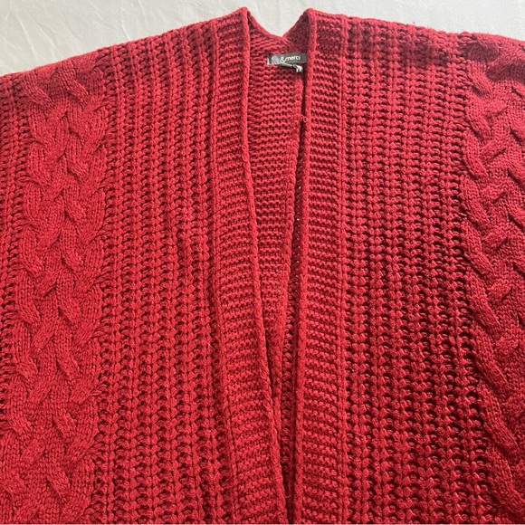 &Merci Oversized Red- Burgundy Cardigan Knitted Sweater 3/4 Sleeves Size S/M - Picture 12 of 16
